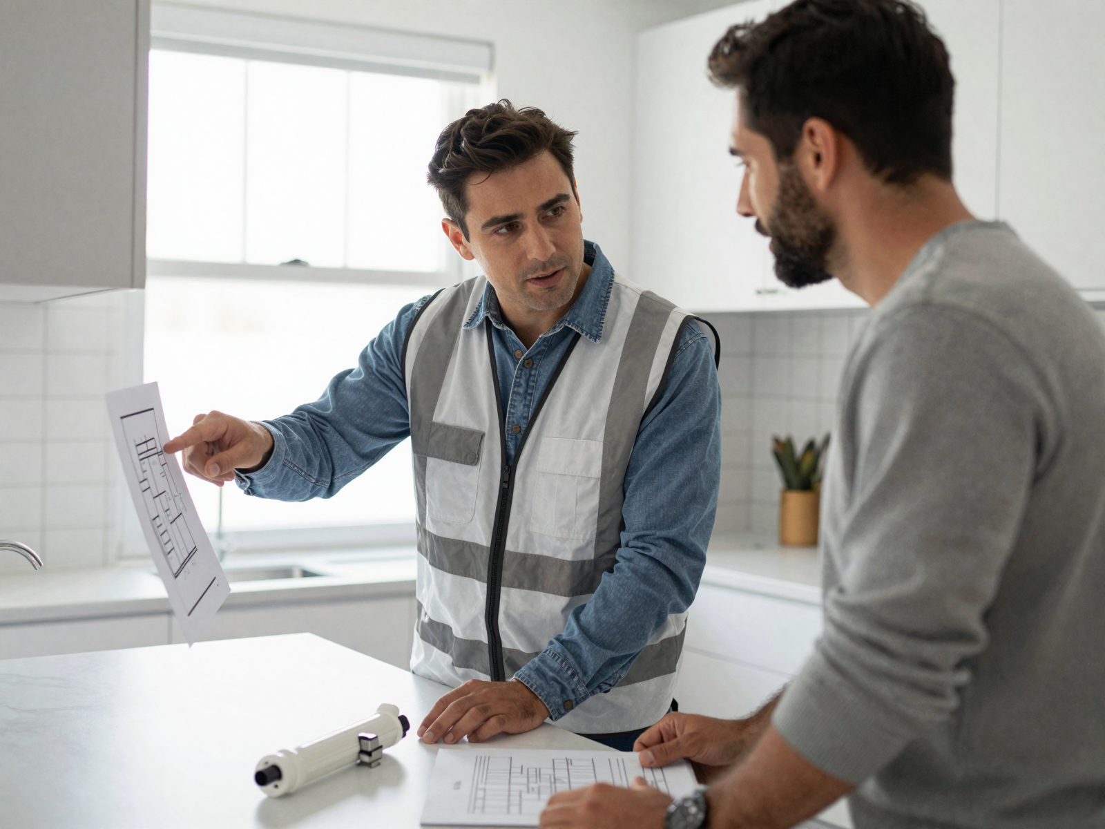 Satisfied customer with fixed water faucet